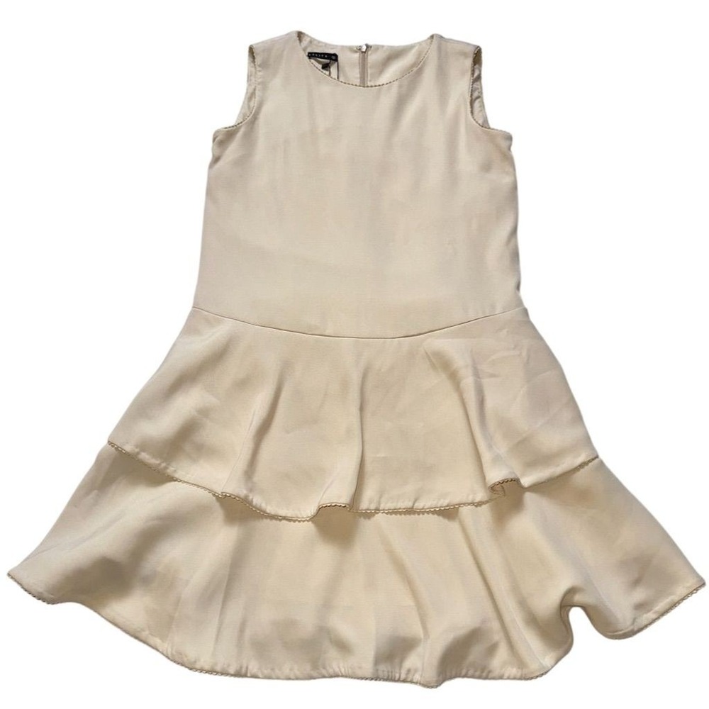 Lolita tiered Womens Ivory Sleeveless Knee Length Dress S Old money NWT feminine